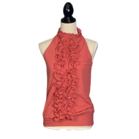 The Limited Tops - NWT The Limited Ruffled Front Mesh Top Salmon Sz M